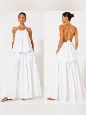 Paper London Corine White Maxi Dress Cotton Poplin Open Back Minimalist Resort 2
